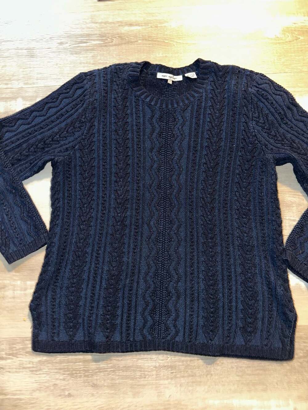 Eight Eight Eight Cable Knit Sweater Size L Blue Cotton